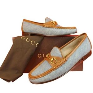 Gucci Horsebit Denim Leather Loafer